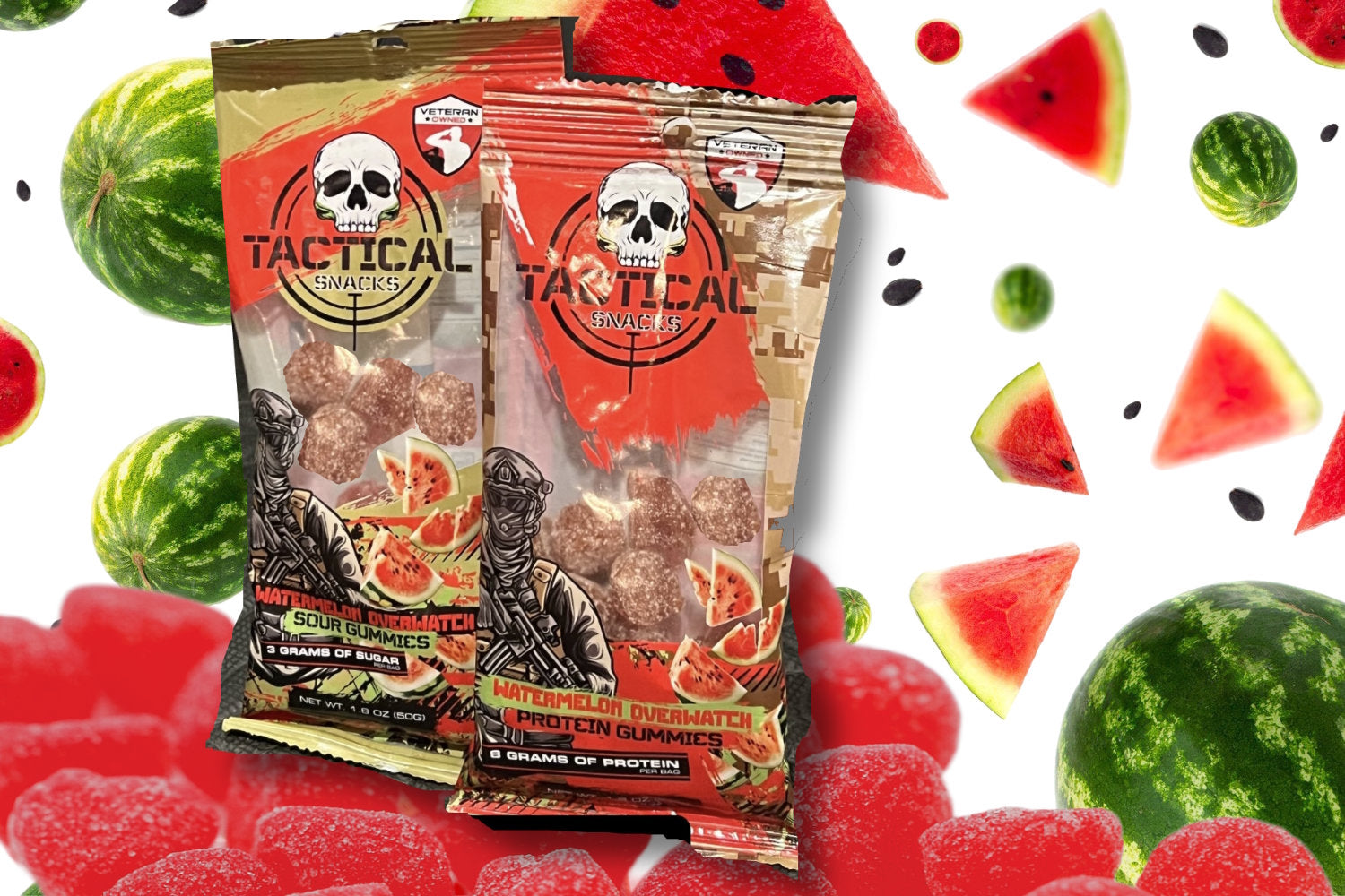 Tactical Snacks Watermelon Overwatch Candy (Low-Sugar & Protein) Trial Pack